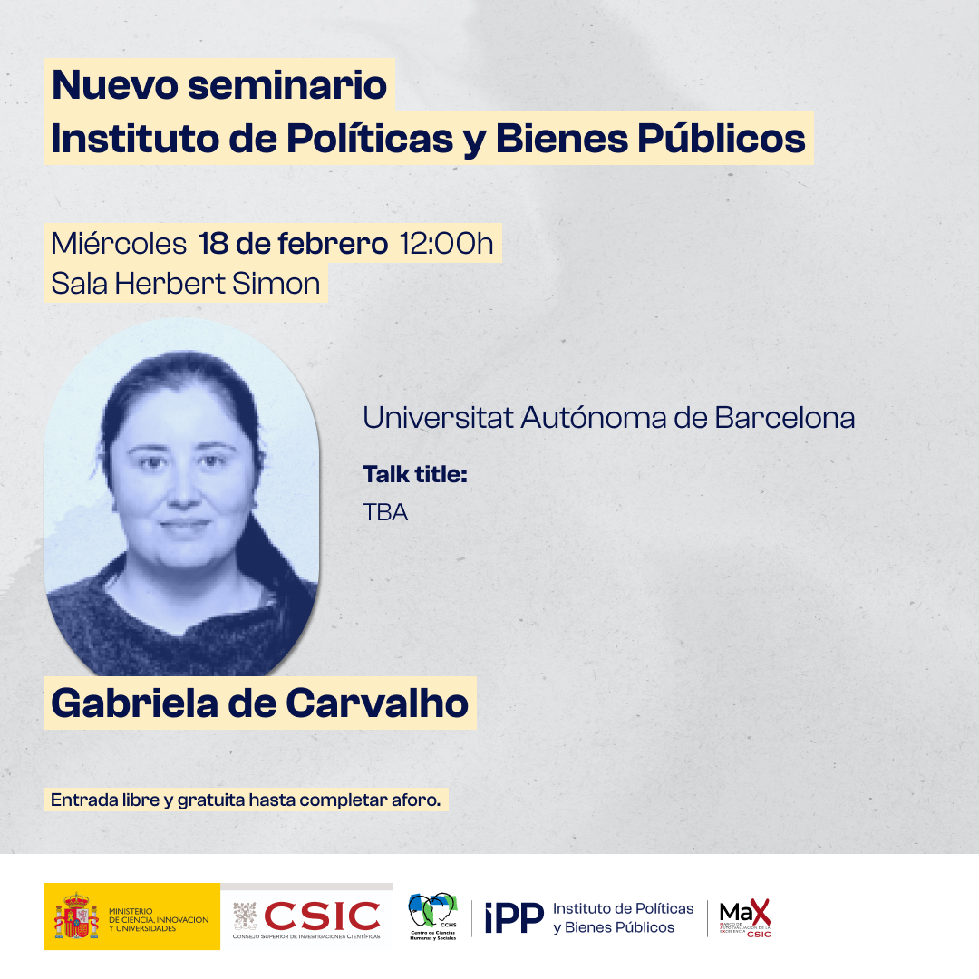 Seminario de Gabriela de Carvalho en el Instituto de Políticas y Bienes Públicos del CSIC