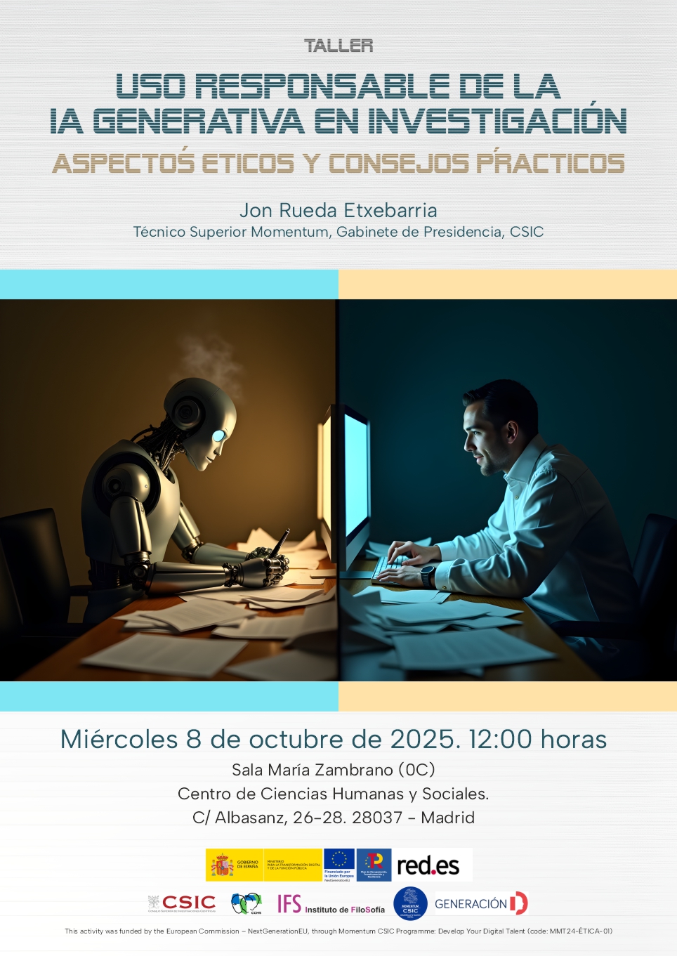 Taller: "IA generativa en investigación:  Aspectos éticos y consejos prácticos"