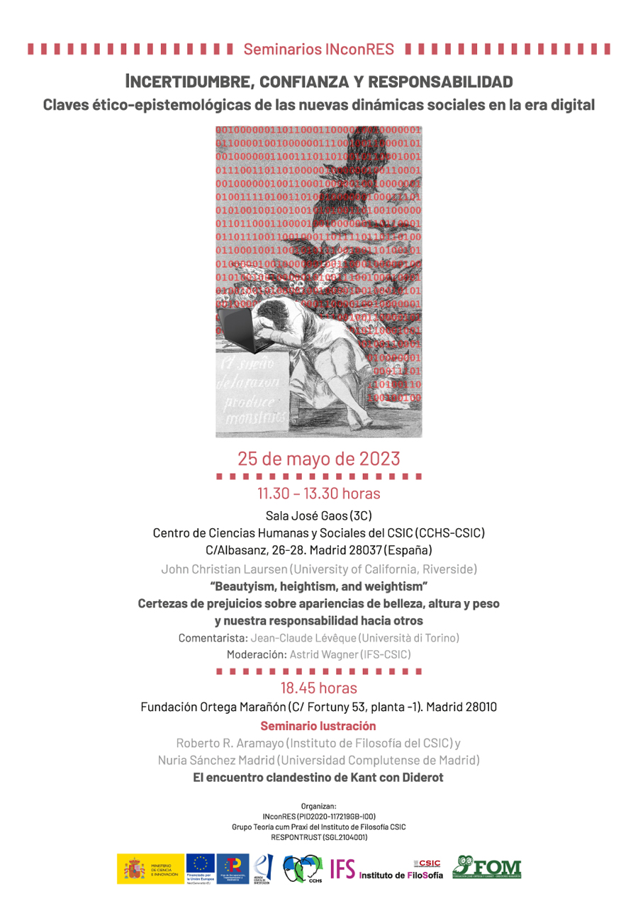 Seminarios INconRES: " 'Beautyism, heightism, and weightism' Certezas de prejuicios sobre apariencias de belleza, altura y peso y nuestra responsabilidad hacia otros"