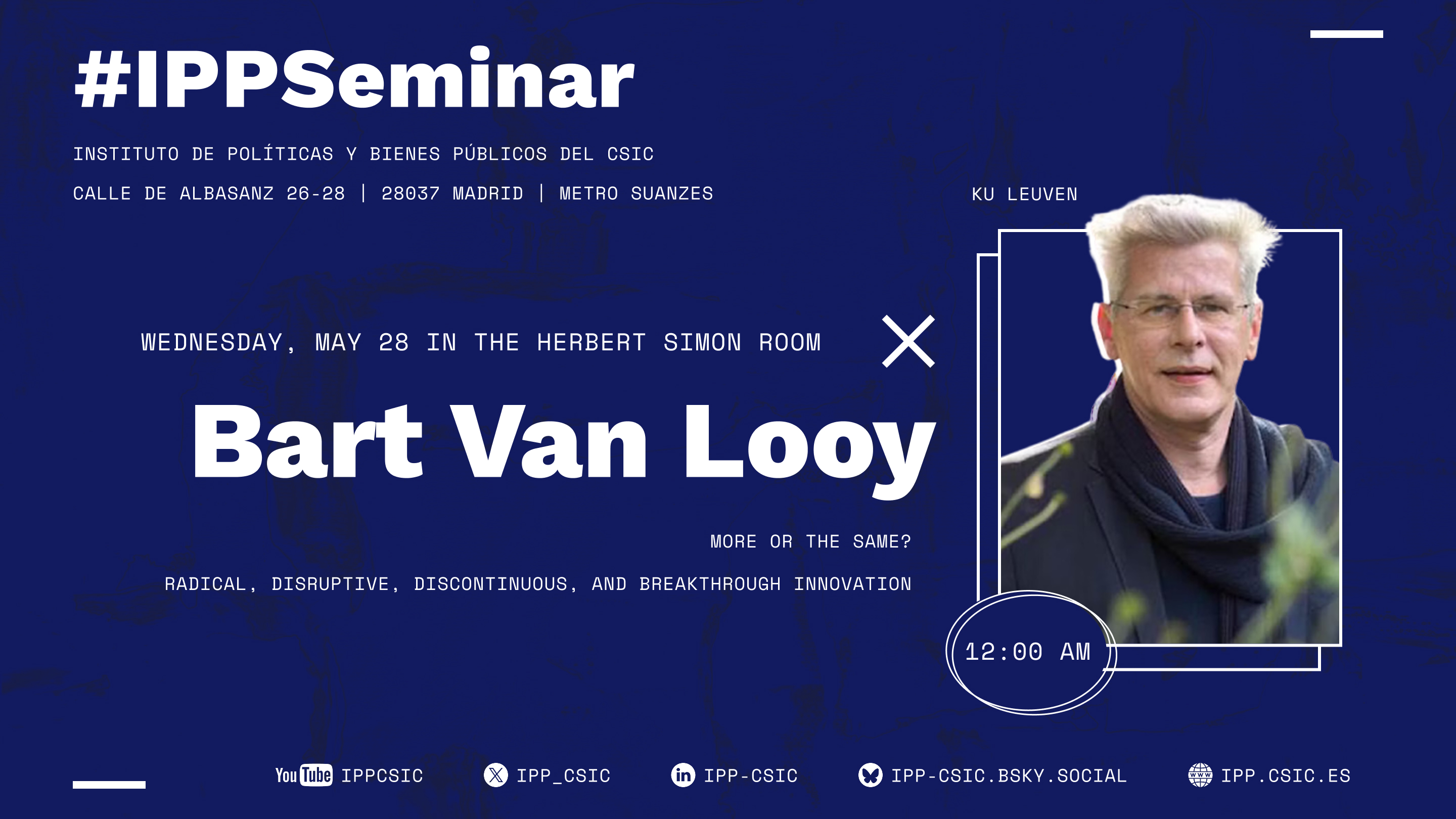 Cartel del seminario IPP con Bart Van Looy