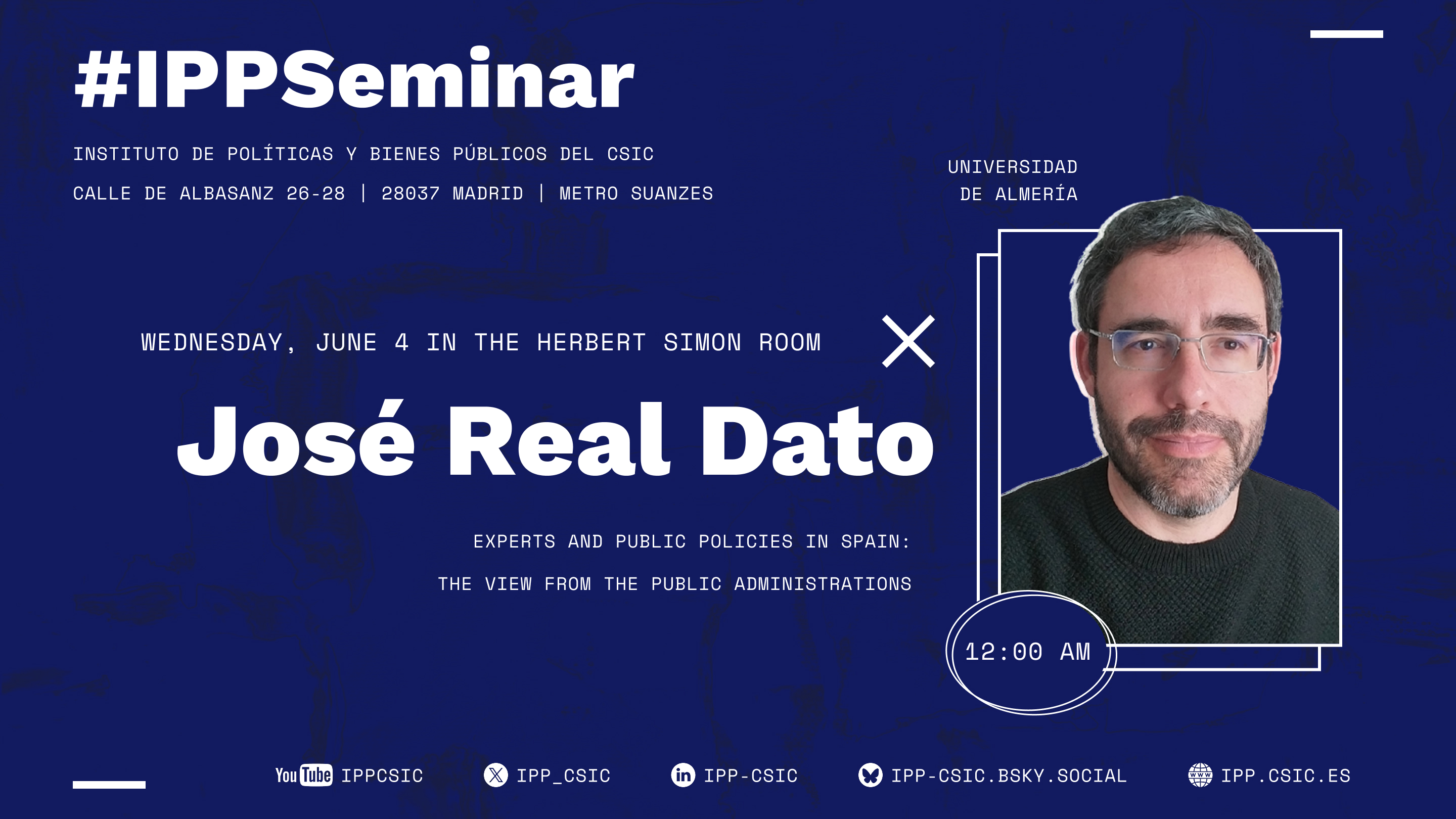 Cartel del seminario IPP con José Real Dato
