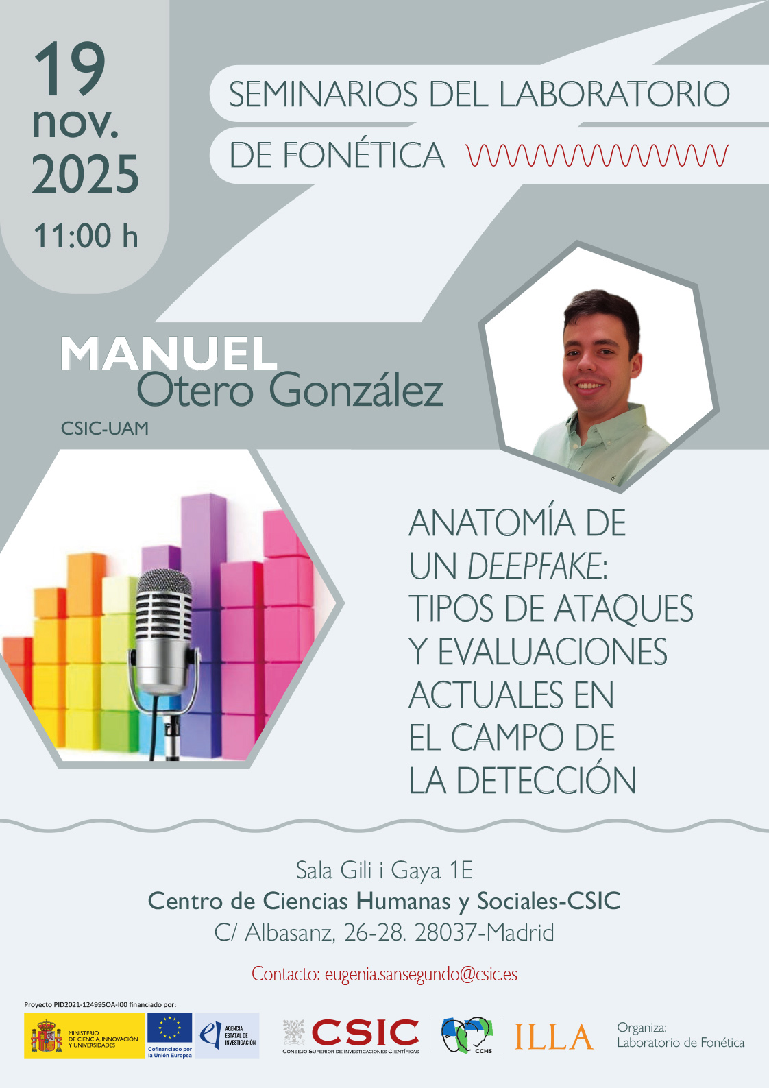 Seminarios del Laboratorio de Fonética: "Anatomía de un deepfake: tipos de ataques y evaluaciones actuales en el campo de la detección"