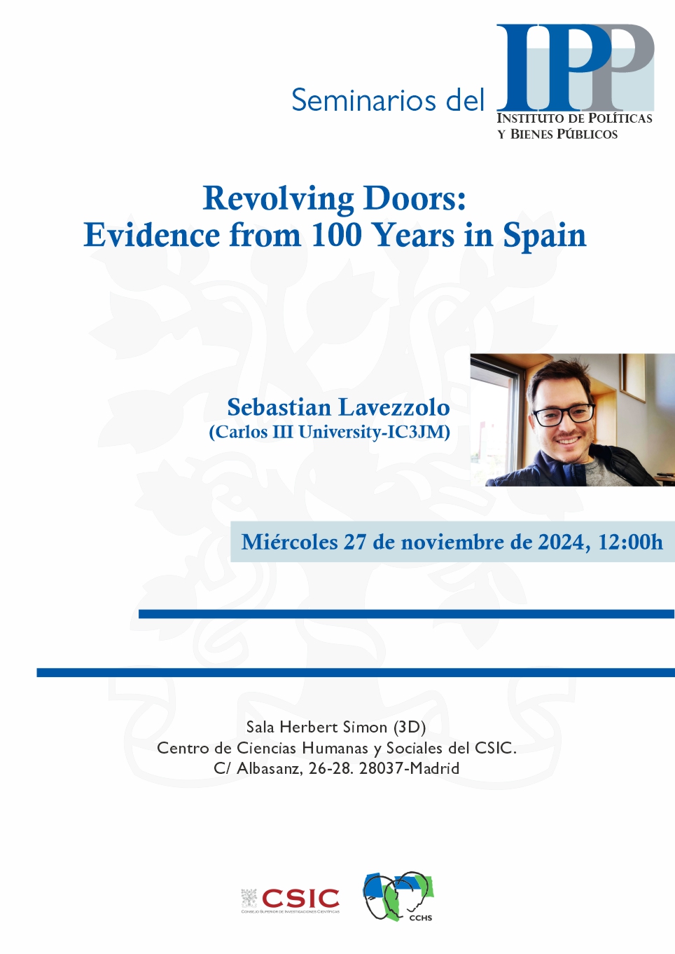 Seminario del IPP: "Revolving Doors: Evidence from 100 Years in Spain"