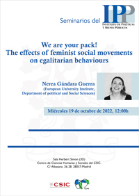 Seminarios del IPP: "We are your pack! The effects of feminist social movements on egalitarian behaviours"