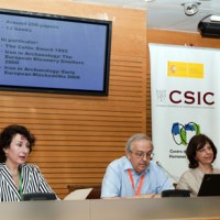 Acto de inauguración del Congreso. De izda. a dcha. Alesandra Giumlia-Mair (Standing Committee), Ignacio Montero (IH, CCHS-CSIC) y Dirce Marzoli (Directora del Inst. Arquelogíco Alemán-Madrid)