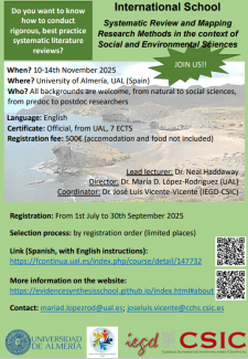 International School "Systematic Review and Mapping Research Methods in the context of Social and Environmental Sciences"