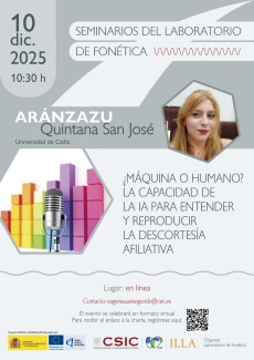 Seminarios del Laboratorio de Fonética: "¿Máquina o humano? La capacidad de la IA para entender y reproducir la descortesía afiliativa"