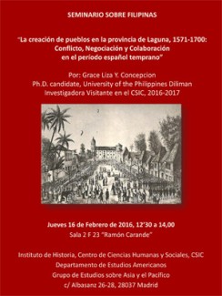 Seminario Sobre Filipinas: "La creación de pueblos en la provincia de Laguna, 1571-1700: Conflicto, Negociación y Colaboración en el período español temprano"