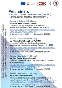 Webminar "La migración china en la República Dominicana: preminencia y desplazamiento de Taiwan, 1961-2019"