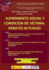 Sesión plenaria - Seminario SUFRIVIC: "Sufrimiento social y condición de víctima: Debates actuales"